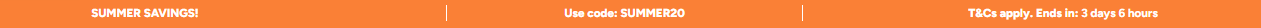 Website banner displaying the promotional code.