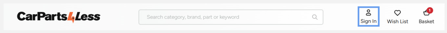 Sign in icon located on the website header.
